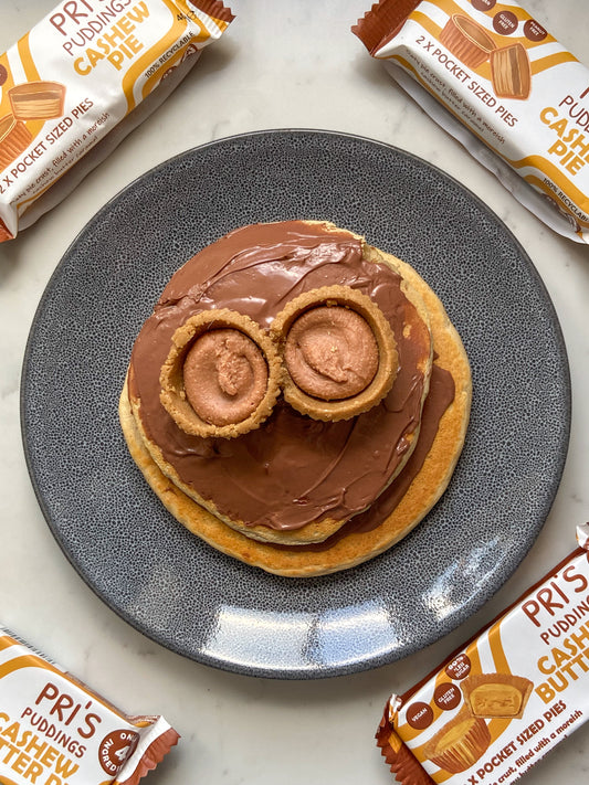 CHOC HAZELNUT PROTEIN PANCAKES WITH CASHEW PIES🥧