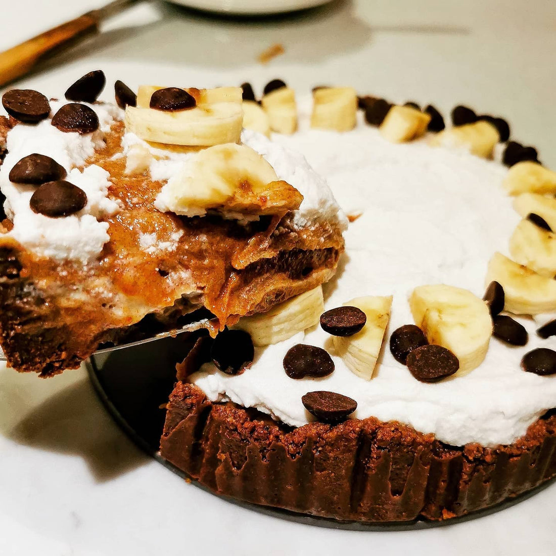 CHOCO BROWNIE BANOFFEE PIE 🍌